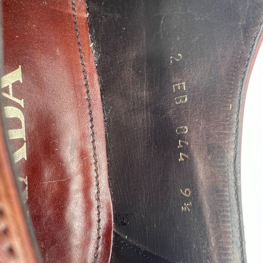 Prada Milano Men Size 9.5 Brown Perforated Leather Wingtip Derby Dress Shoes - Picture 16 of 16
